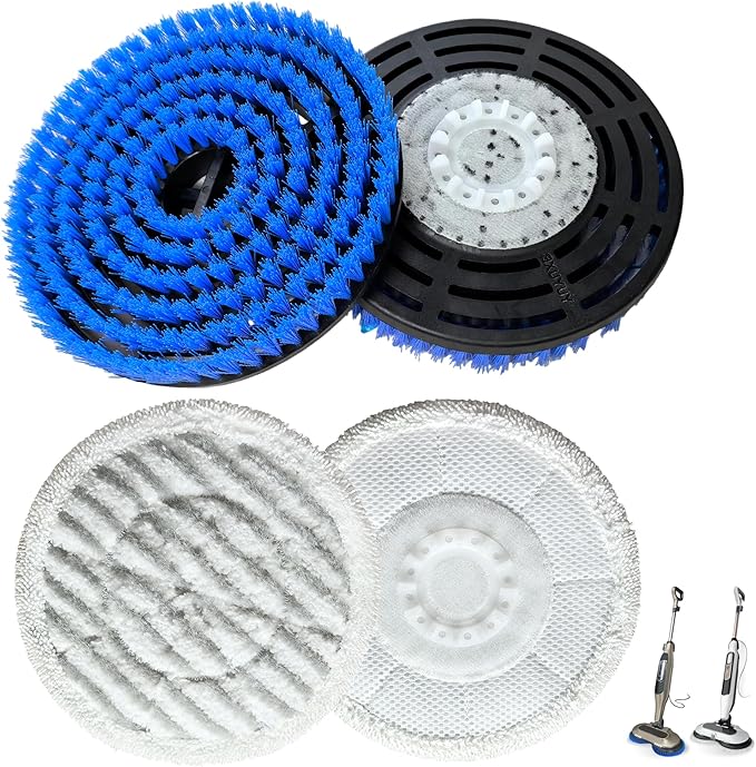 4Pack Brush for Shark Steam Mop S7000 S7001 S7020 S7005 S8021 S8001 Replacement Brush Head and Scrub Pad Abrasive Polishing Pad (Compatible only with Shark; not Compatible with Other Brands)