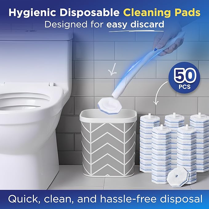 50 Count Upgraded Toilet Wand Refills Compatible with Clorox Toilet Wand – Fresh Fragrance, 5X Cleaning Power, Disposable Brush Replacement Pads with Durable Scrubber Heads