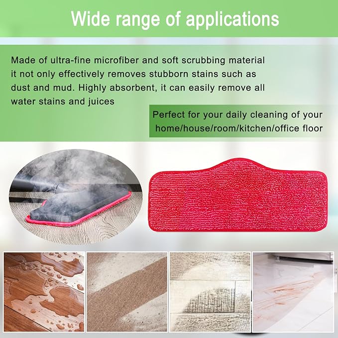 MalhSlix 8 Pack Microfiber Replacement Steam Mop Pads Compatible for Schenley Steam Mop Cleaner, Washable and Reusable Replacement Mop Pads