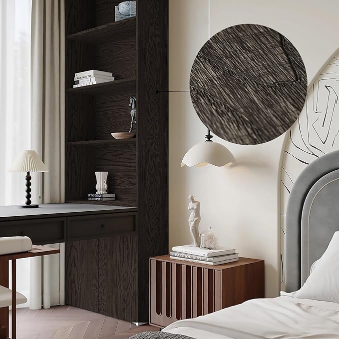 Dimoon Black Wood Wallpaper Wood Contact Paper Thickened Embossed Gray Wood Grain Wallpaper Peel and Stick Wallpaper Removable Wood Rustic Selfadhesive Vintage Countertops Vinyl Roll 118"x15.7"