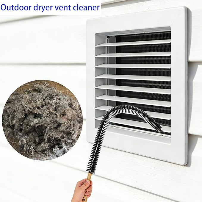 47.24 Inch Extra Long Full-Bristle Dryer Vent Cleaner Brush – Flexible Lint Brush for Dryer Vent Trap, Duct & Refrigerator Coils – Deep Cleaning Tool to Fire Risk Reduction, Pet Hair & Dust Removal
