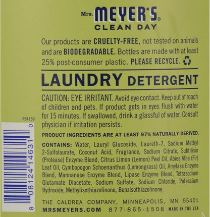 Mrs Meyers Laundry Detergent, Lemon Verbena Scent, 64 Oz (Pack of 6)