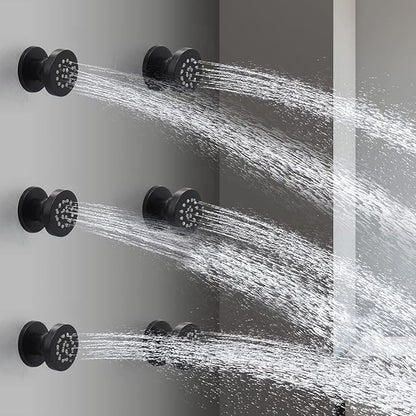 HOMEDEC 2inch Round Brass Shower Spa Massage Body Spray Wall Jets Showerhead Can Swivel, 6pcs, Matte Balck