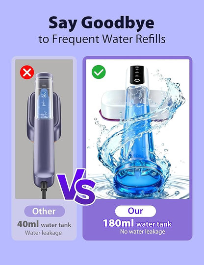 Travel Steamer for Clothes with 180 ml Water Tanks,15s Fast Heat-up,24 g/min Strong Steam Performance, Portable Garment Steamer with Touch Control, LED Display, Steam Iron(White And Purple