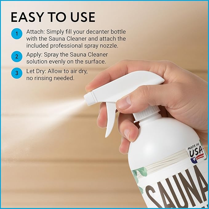 IMPRESA 32oz Sauna Cleaning Spray – All Purpose Eucalyptus Wood Cleaner Spray for Home Sauna, Spa, Steam Room & Gym – Natural Multipurpose Surface Cleaner Bottle – Gentle Ingredients Tough on Grime