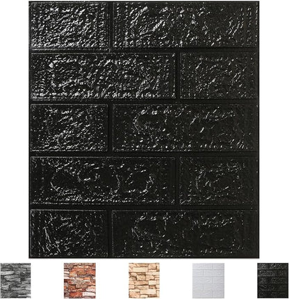 20 Pack 3D Wall Panels Peel and Stick, Waterproof Foam Stone 3D Wallpaper, Self Adhesive Foam Wallpaper for Bedroom Bathroom Kitchen (13.7 * 15.1in)