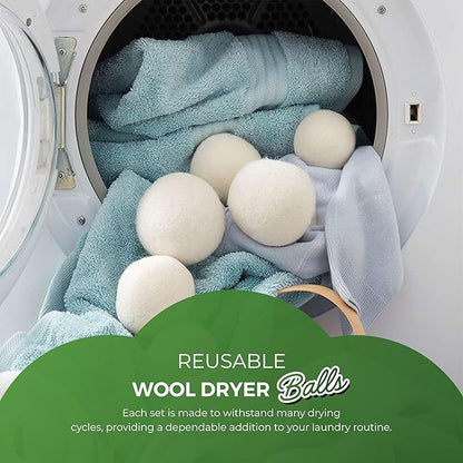 Pursonic XL Laundry Wool Dryer Balls Made with 100% Pure New Zealand Wool - Natural Reusable Fabric Softener Balls for Drying Time & Energy Consumption - Reduces Clothing Wrinkles & Lint - Set of 9