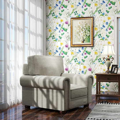 GloryTik Floral Peel and Stick Wallpaper,Modern Garden Removable Self Adhesive Waterproof Nursery Contact Paper for Bedroom Bathroom Cabinets Decor Vinyl 17.3" X 400"