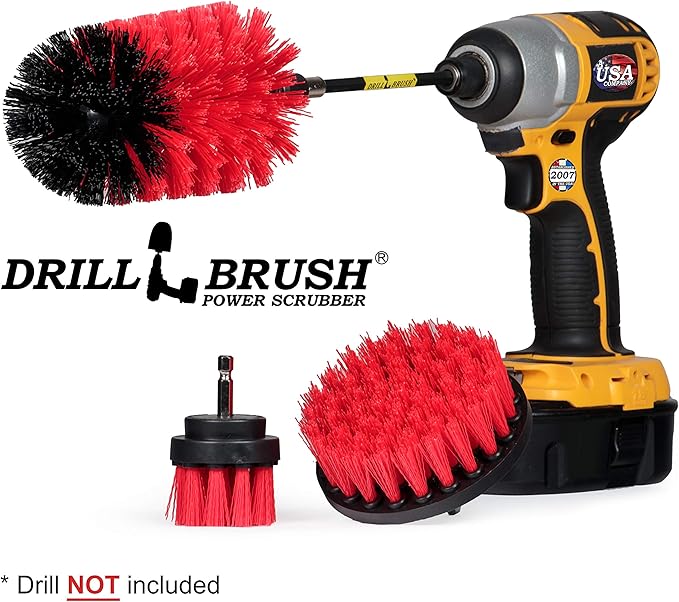 Drill Brush Power Scrubber by Useful Products - Multi Surface Cleaning Brush with Long Reach Extension - Rotary Tool Accessory Brush - Marble Cleaner Bit Brushes for Drill - Drill Brushes for Cleaning