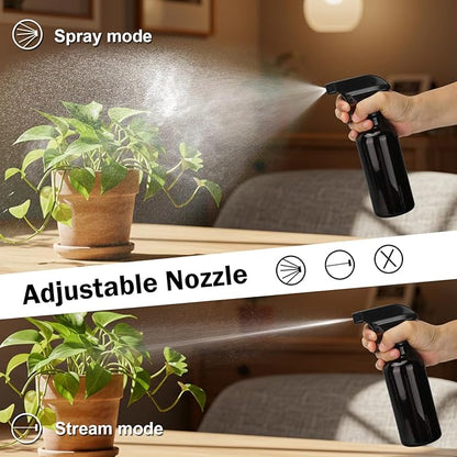 Glass Spray Bottles 12oz Empty Spray Bottle Mist/Stream Spraying Small Refillable Containers for Hair Care, Cleaning Solutions, Plants, Essential Oils 2 Pack (Brown, 12oz)