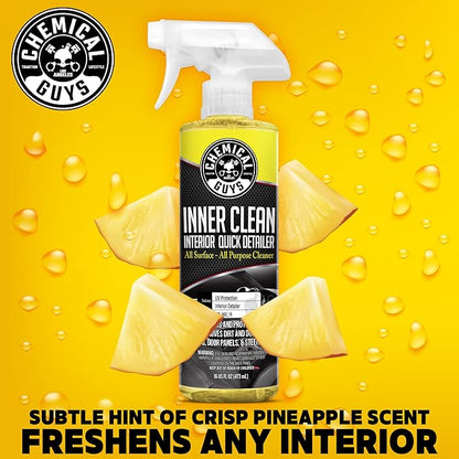 Chemical Guys SPI_663_1602 InnerClean Interior Quick Detailer and Protectant, Pineapple Scent, Safe for Cars, Trucks, SUVs, Jeeps, Motorcycles, RVs & More, 16 fl oz, 2 Pack