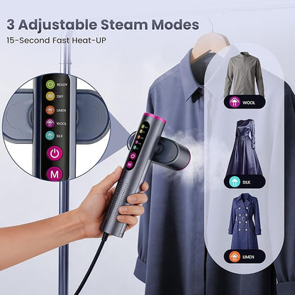 Travel Steamer for Clothes,100-220V Portable Iron,15s Heat Up,Steamer ＆ Iron 2 In 1, Travel Size,Large Ceramic Heat Panel