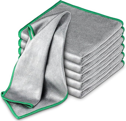 Glass Polishing Cloth Streak Free Miracle Cleaning Cloth Lint Free Microfiber Cleaning Rags for Glasses Kitchen Dish Mirrors Easy Clean, Pack of 6, 12" x 12"