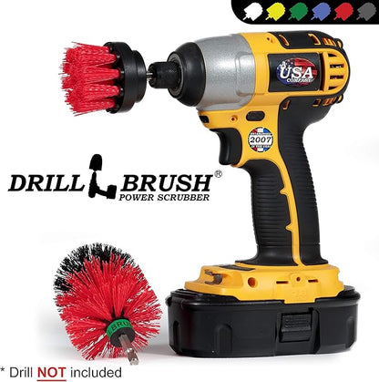 2 Piece Mini Size Red Stiff Bristle Rotary Cleaning Drillbrushes for Cleaning Siding, Brick, Stone, Fireplaces, Decks, Gutters, and More by Drillbrush