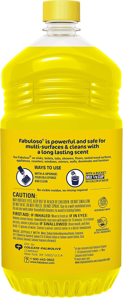 Fabuloso Multi-Purpose Cleaner 2X Concentrated, Refreshing Lemon- 56 fl oz(Pack of 6)