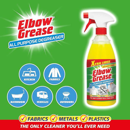 Elbow Grease All Purpose Degreaser Spray – Extra Large (1 Litre) | Removes Grease & Oil from Kitchens & Bathroom Surfaces, Outdoor, Vehicles & Fabrics