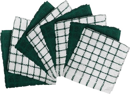 Bumble Dish Cloths (8 Pack) | 12" x 12" | 100% Cotton Kitchen Towels | 405 GSM | Soft, Highly Absorbent & Durable Dish Towels for Kitchen | Green