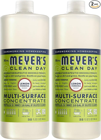 MRS. MEYER'S CLEAN DAY Multi-Surface Everyday Concentrate, Lemon Verbena Scent, 32 Fl Oz Bottle - 2 Pack