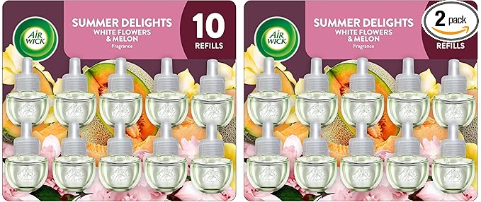 Air Wick Scented Oil Refill, Summer Delights, 10ct | For Plug-in Devices | Essential Oils | Eco Friendly | Pack of 2