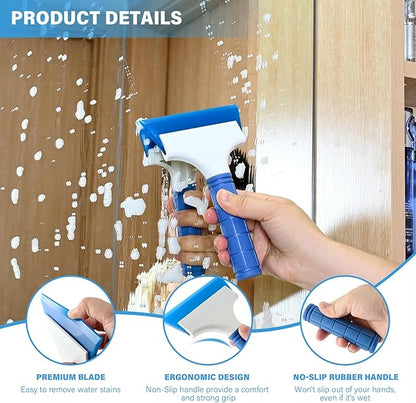 Gomake 2PCS Small Rubber Squeegee Window Shower Squeegee,Auto Water Blade Squeegee for Shower Glass Door,Car Windshield, Window, Mirror, Bathroom,Countertop Cleaning (Blue)