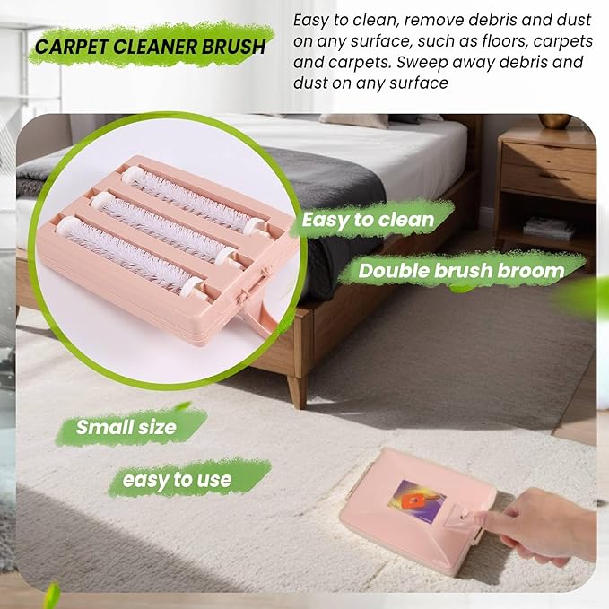 Carpet Cleaner Brush Sweeper Dirt Handheld Sofa Bed Pet Hair Debris Dirt Fur Roller Brush Household Cleaning Tool