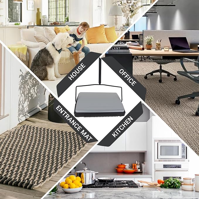 EZ SPARES Quiet Carpet Sweeper, Floor Sweeper with Horsehair Roller Brush Strong,Suitable for Carpet Cleaning Power,Bristle Sweeper,Great for House,Office,Kitchen,Carpet(Gray)