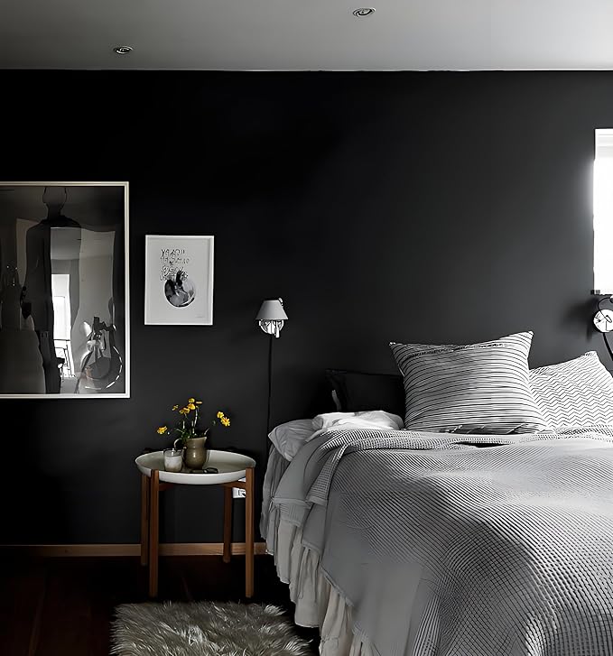 118"x17.7" Black Peel and Stick Wallpaper Black Contact Paper Decorative Self Adhesive Waterproof Removable Wallpaper Contact Paper for Wall Covering Countertop Vinyl Roll