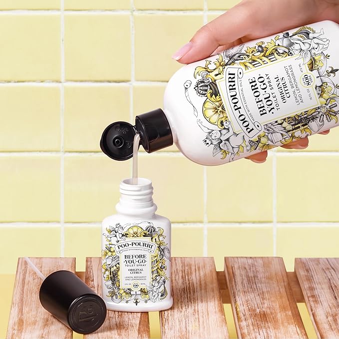Poo-Pourri Before-You-Go Toilet Spray, Beach Bum, 2 Fl Oz, Up to 100 Uses, Bathroom Odor Deodorizer with Essential Oils for Home or Work, Travel Essentials, TSA Approved Size, Coconut, Orchid Scent