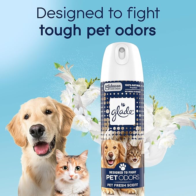Glade Air Freshener Room Spray, Pet Fresh Scent, Odor Fighting to Deliver Long Lasting Freshness, 7.3 Oz, 6 Count