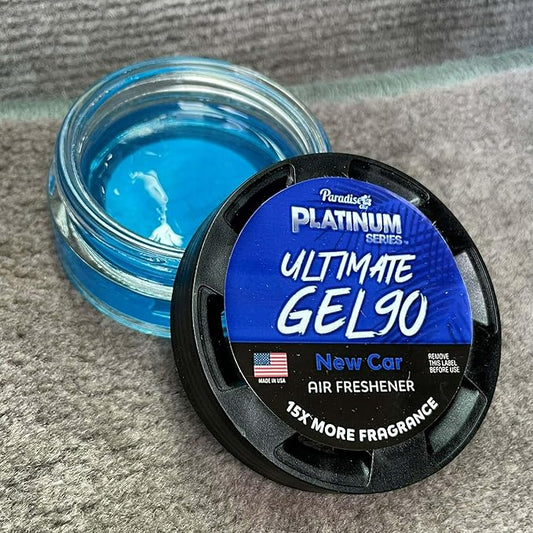 Paradise Air Platinum Series Ultimate Gel 90 Air Freshener, Net Weight 30g (4 Pack, New Car)