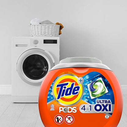 Tide PODS Liquid Laundry Detergent Soap Pacs, 4-in-1 Ultra Oxi, HE Compatible, 3 Bag Value Pack, 75 Count