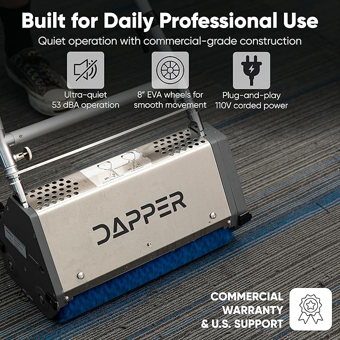 14" Counter-Rotating Brush (CRB) Carpet & Hard Floor Cleaning Machine – 450 RPM, Quiet 53 dBA, Compact 41 lb Commercial Scrubber – Ideal for Offices, Hotels & Small Spaces
