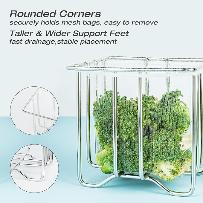 Kitchen Sink Strainer with Sink Basket Holder and 300 Strainer Net Bags,Food Catcher with drain filter Mesh bag,Meshmate Waste Rack Trash Catcher for Leftovers.