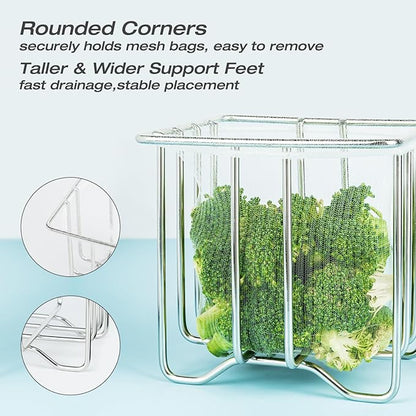 Kitchen Sink Strainer with Sink Basket Holder and 300 Strainer Net Bags,Food Catcher with drain filter Mesh bag,Meshmate Waste Rack Trash Catcher for Leftovers.
