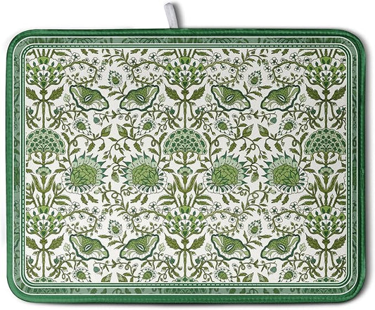 Green Floral Dish Drying Mat for Kitchen Counter 18x24 Inch Spring Summer Flowers Drying Mats Microfiber Absorbent Dish Drainer Pad Reusable Washable Dish Draining Mat for Coffee Bar Sink