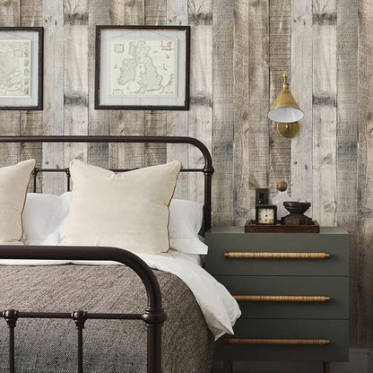 Livebor Light Gray Wood Contact Paper Peel and Stick Wallpaper 17.7”x 236.2” Wood Wallpaper Peel and Stick Shiplap Contact Paper Wood Plank Self Adhesive Wallpaper Distressed Wood Wall Paper
