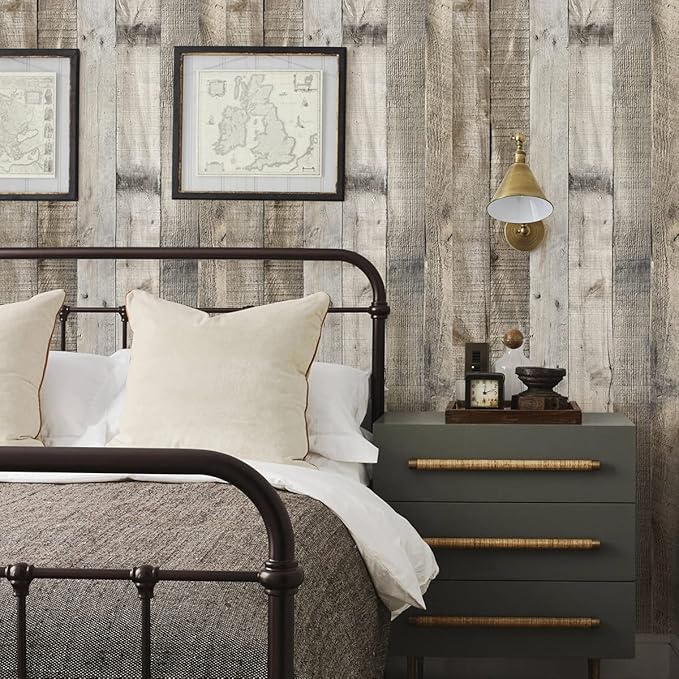 Livebor Light Gray Wood Contact Paper Peel and Stick Wallpaper 17.7”x 393.7” Wood Wallpaper Peel and Stick Shiplap Contact Paper Wood Plank Self Adhesive Wallpaper Distressed Wood Wall Paper