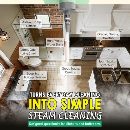 Steam Cleaner for Bathroom & Kitchen, Handheld High Temp Steam Cleaner with Safety Lock, Chemical-Free Steamer for Deep Cleaning Tile, Grout, Shower, Stove & Sink, 10 Accessories for Home, Couch & Car