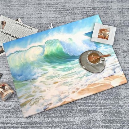 Large Dish Drying Mats For Kitchen Counter Microfiber Kitchen Drying Mat XL Draining Pad Absorbent Quick Drying Dish Mat 18x24 Inch - Beach
