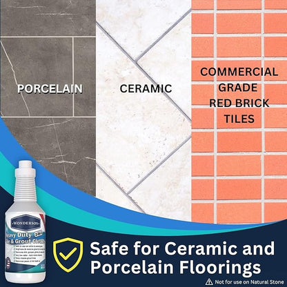 Wonderson Professional Strength 2-in-1 Heavy Duty Tile & Grout Cleaner with Acid Mimic Formula for White & Colored Grout with Ceramic or Porcelain Tiles - 32oz - 6 Pack