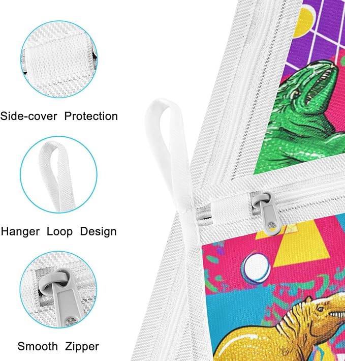 Mesh Laundry Bags Lingerie Bags for Washing Delicates 2 PCS Durable Wash Bag with Zipper Small and Medium Washable Bright Colorful Geometric Dinosaurs