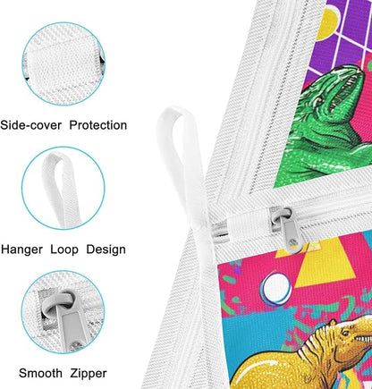 Mesh Laundry Bags Lingerie Bags for Washing Delicates 2 PCS Durable Wash Bag with Zipper Small and Medium Washable Bright Colorful Geometric Dinosaurs