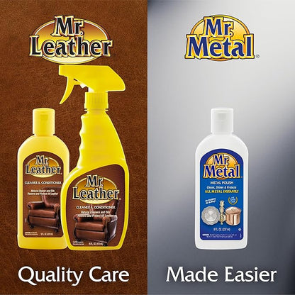 Mr. Metal Metal Polish Liquid All Metal Multipurpose Cleaner, Non-Abrasive, Instant Sterling Silver Cleaner, Brass and Stainless Steel Cleaner, Grime and Tarnish Remover, Chrome Silver Polish, 8 oz