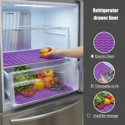 MicoYang Silicone Dish Drying Mat for Multiple Usage,Easy clean,Eco-friendly,Heat-resistant Silicone Mat for Kitchen Counter or Sink,Refrigerator or drawer liner Purple L 16 inches x 12 inches