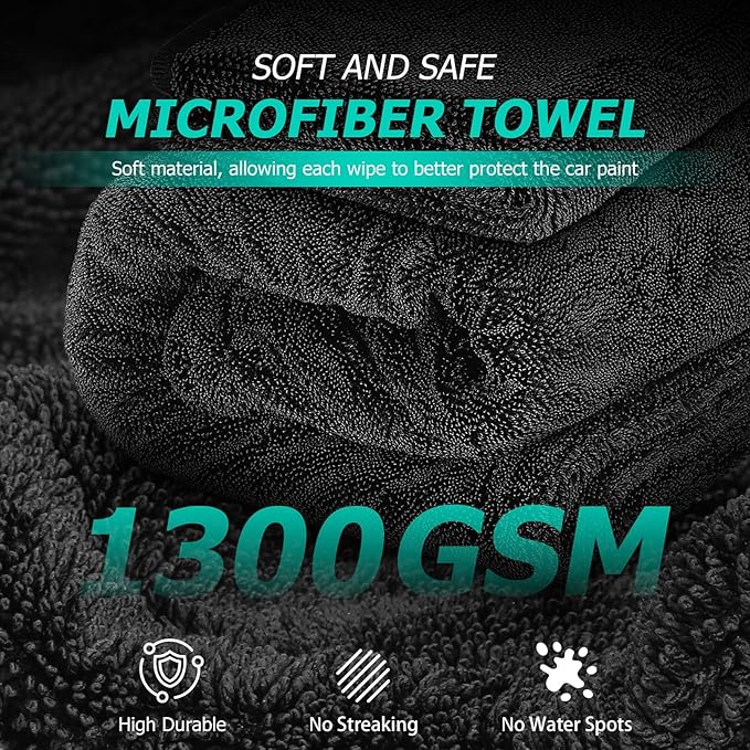 Microfiber Towels For Cars 2-Pack Car Drying Towel 1300 Gsm Ultra-Large Soft Microfiber 35" x 27.5" & 19.7" x 11.8" Towels Are Great For Car And Home Cleanups No Streaks, Scratches Or Water Spots