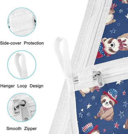 Mesh Laundry Bags Lingerie Bags for Washing Delicates 2 PCS Durable Wash Bag with Zipper Small and Medium Washable 4th July Sloths Blue