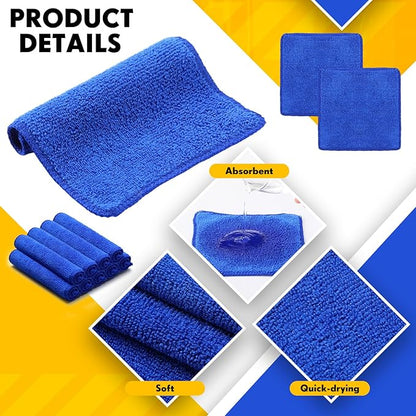 Newwiee 150 Pcs Microfiber Cleaning Cloth 6"x 6" Inch Softer Highly Absorbent Reusable Cleaning Rags for Kitchen Car Glass Home(Blue)