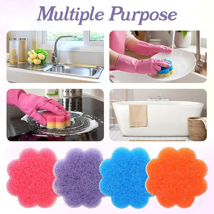4 Colorful Scrub Sponge Dual-Sided Dish Sponges for Scrubbing Non-Scratch Cleaning Sponges Temperature Controlled Kitchen Sponge Multi Functional Cleaning Tools for Kitchen Bathroom Floor