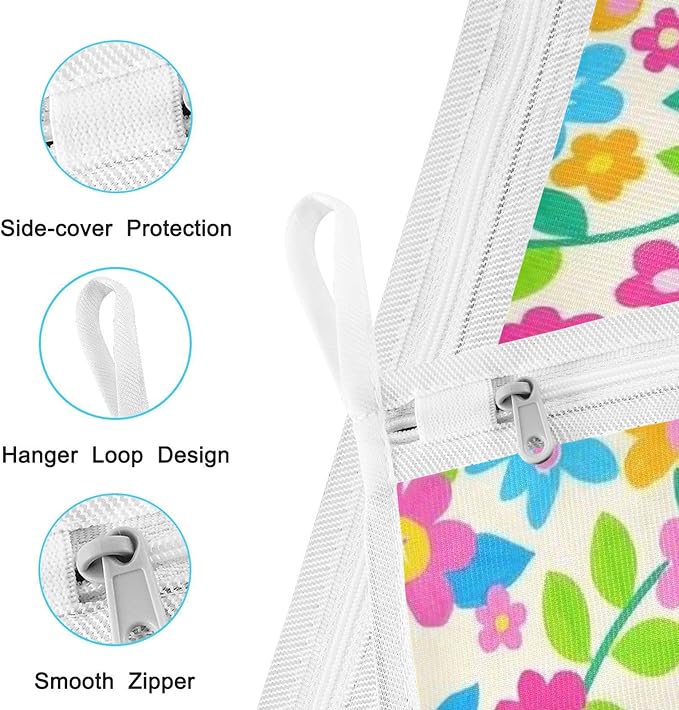 Mesh Laundry Bags Lingerie Bags for Washing Delicates 2 PCS Durable Wash Bag with Zipper Small and Medium Washable Bright Colorful Easter Eggs