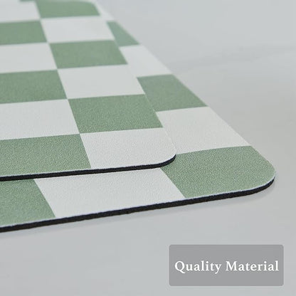 Ohocut Checkered Dish Drying Mat for Kitchen Counter, Coffee Bar Station Accessories, Retro Cute Aesthetic Modern Absorbent Drainer Mat Kitchen Drying Mat Easy Clean, Sage 12" x 19"
